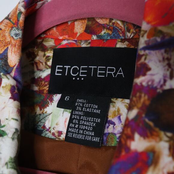 ETCETERA Floral Print Belted Trench Coat Cotton Blend Colorful Summer Women's 6 - Picture 11 of 12